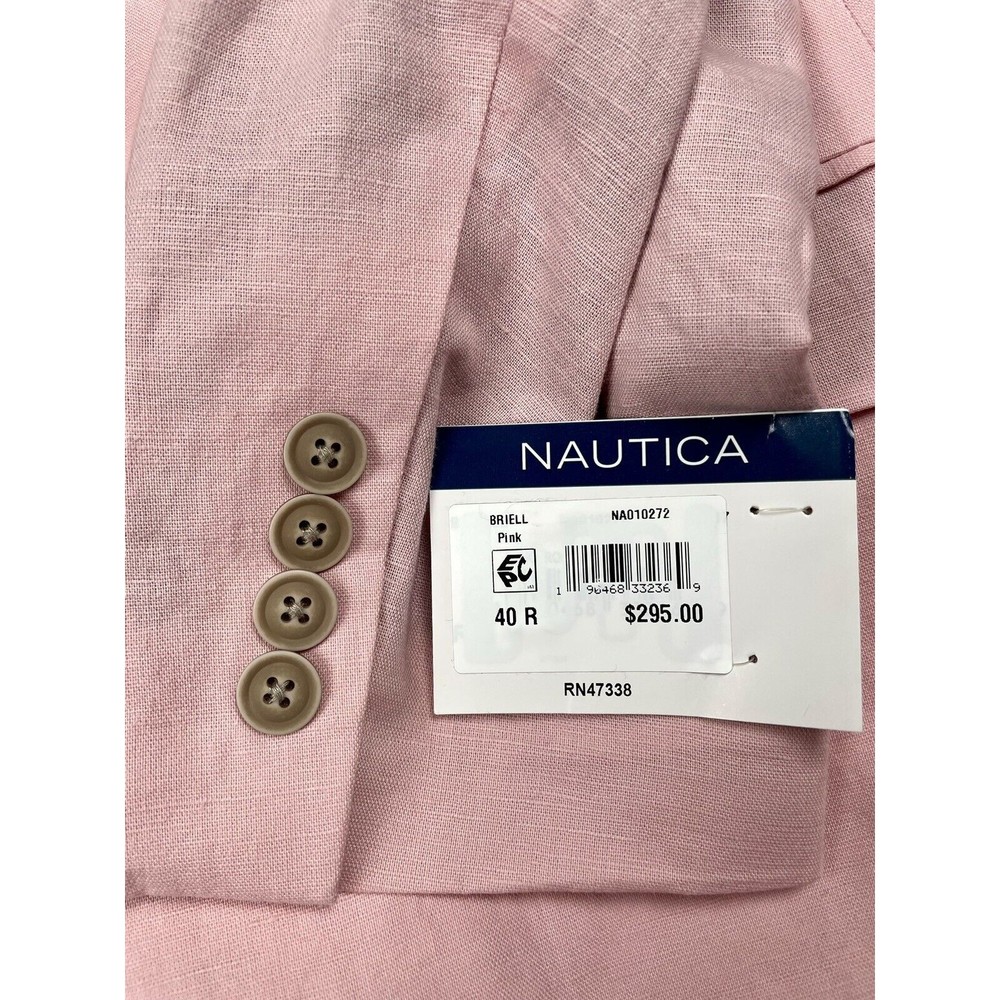 Nautica Modern Fit New Linen Blend Sport Coat Jacket Mens Blazer Pink 40R - Picture 6 of 8